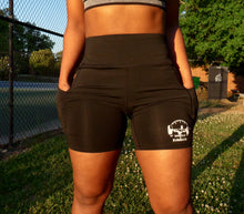 Load image into Gallery viewer, Barbells &amp; Burnouts High Rise Biker Shorts - Black
